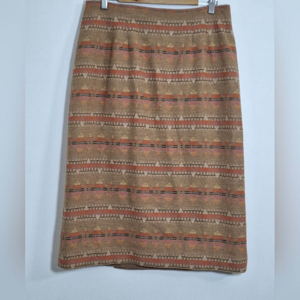 Pendleton Brown And Tan Patterned Midi Skirt - image 2
